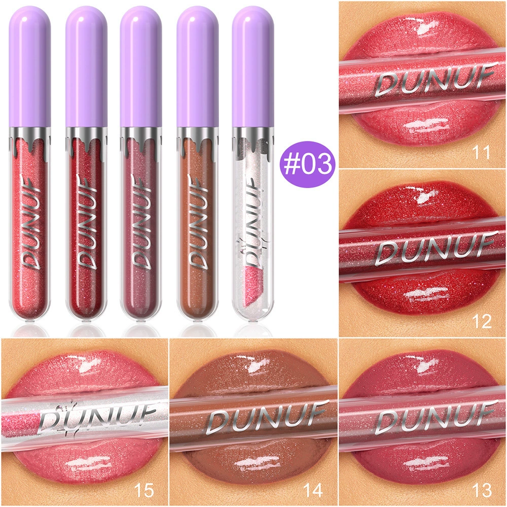 DUNUF Lip gloss, moisturizing shiny set, 5 pieces, mirror effect
