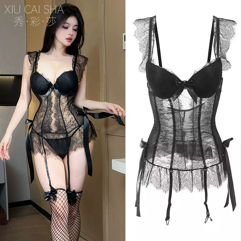 秀彩莎 Sexy нижнее белье 2025 новое сексуальное бюстгальтер qqny страстные женские маленькие груди показывают большие пижамы свидание халат
