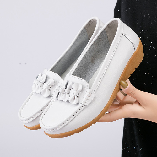 Spring and Autumn Versatile New Nurse Shoes Casual Flat Heel Women's Shoes Peas Shoes Mom Shoes Tendon Source Manufacturer Wholesale