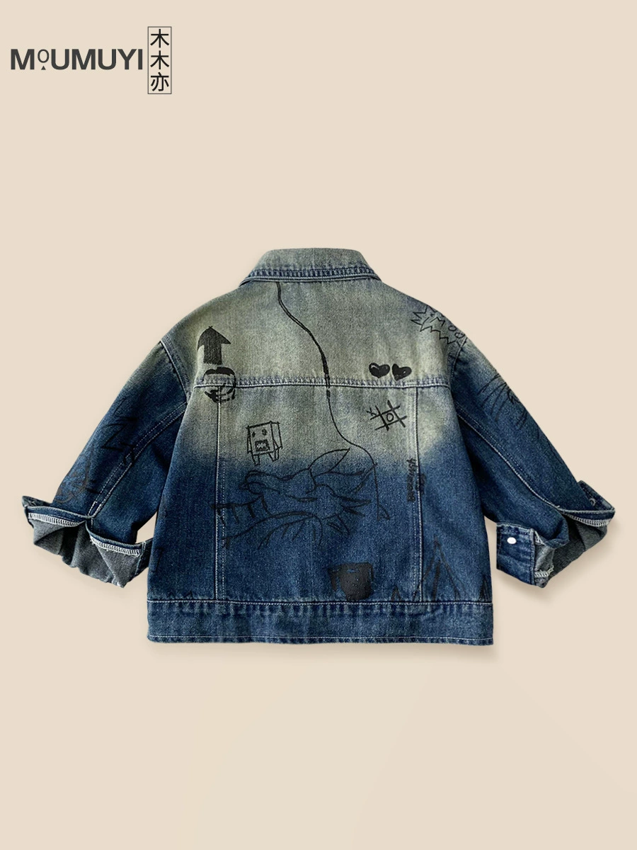 Denim autumn children's jacket for boys, gradient