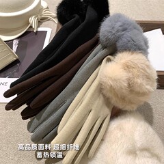 保暖手套女士冬季加厚骑行毛口防寒户外防风触屏手套简约百搭跨境