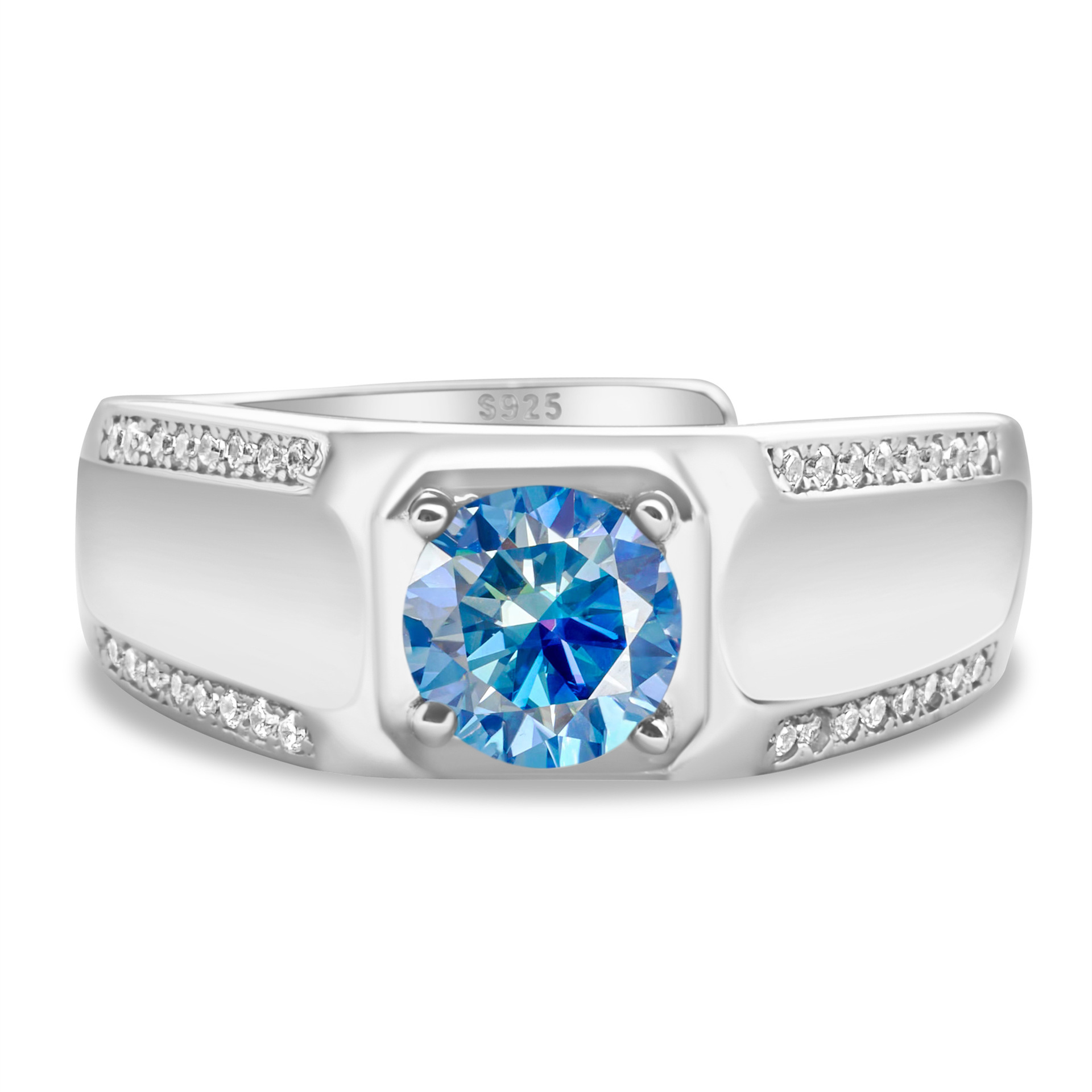 925 plata esterlina gran anillo de hombre de piedra moissan anillo masculino chapado pt950 oro atmósfera para enviar al por mayor fábrica de novio spot