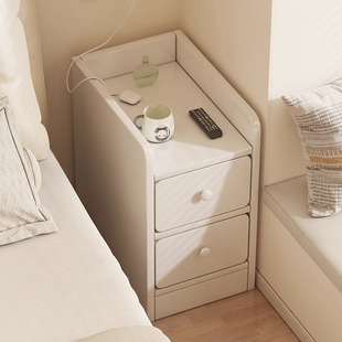 Bedside Table Small Simple Modern Storage Cabinet Cream Style Small Cabinet Extremely Narrow Bedside Cabinet Bedroom Simple Storage Rack