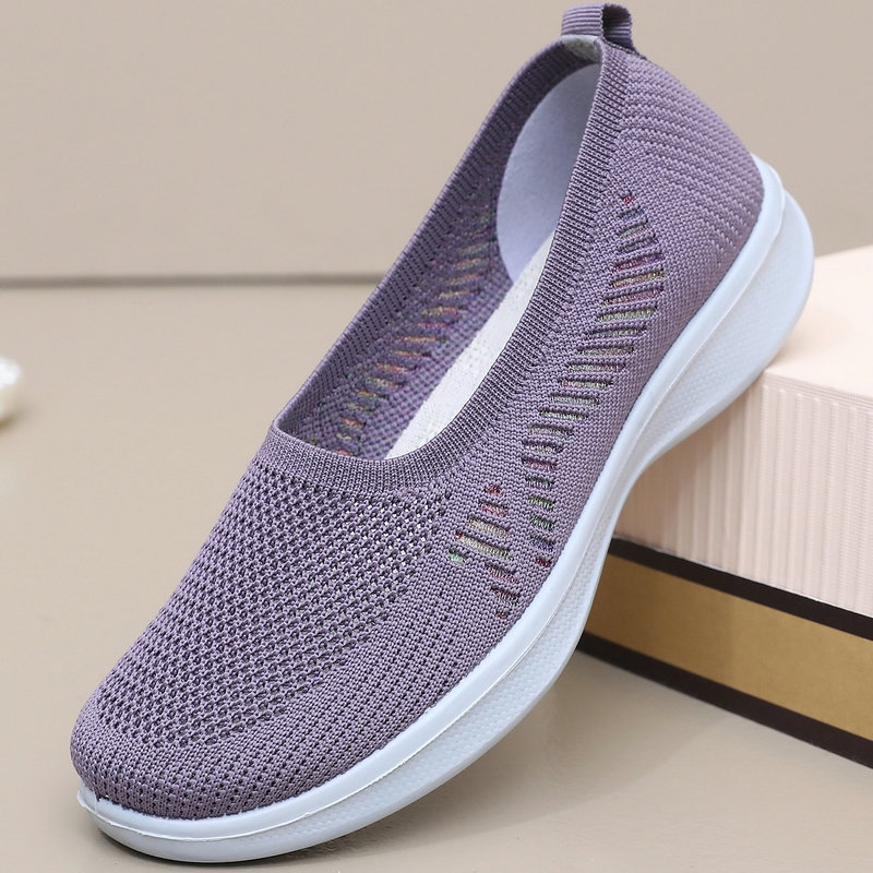 Summer Old Beijing Cloth Shoes Mesh Middle-Aged and Elderly Flat Heel Shallow Mouth Mom Shoes Casual Soft Sole Women's Mesh Shoes Large Size 41 Shoes