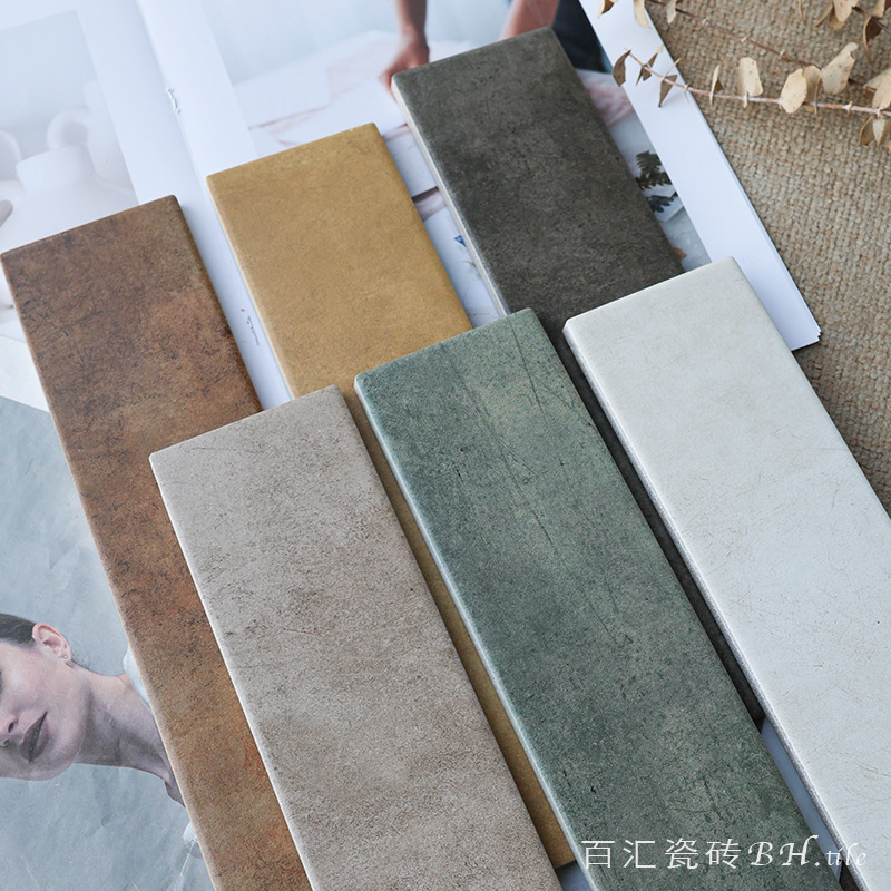 Retro Long Strip Tiles, Antique Style Tiles, B&B Coffee Clothing, Restaurant Bar Counter Door Background Wall Floor Tiles