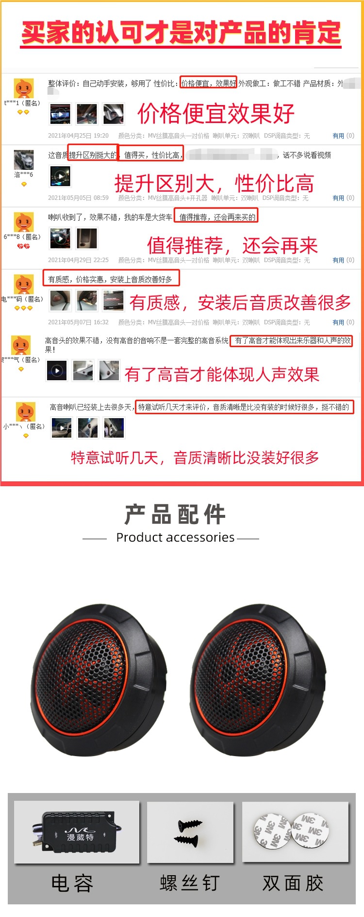 Car Audio Imported Fever Upgrade Pure Silk Film Small Tweeter Spherical Modified Speaker Pair