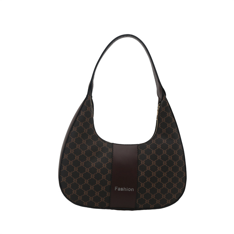 Arte y literatura color contrastante empalme viaje bolso de media luna portátil retro 2025 personalidad nueva moda braza de hombro bolso de mujer