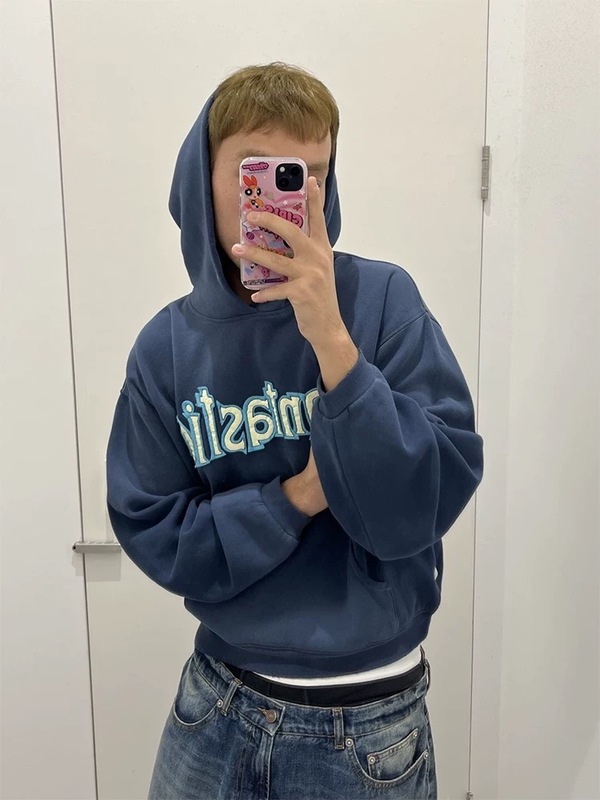 vintage卫衣帽衫美式高街oversize简约字母印花宽松潮牌百搭连帽|undefined