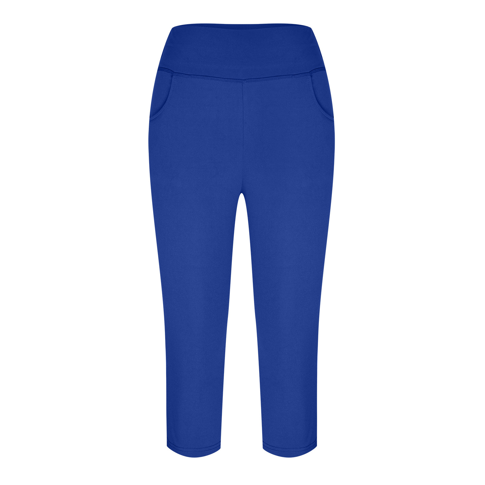 Neue Yoga-Hose für Damen, einfarbig, Vordertasche, hohe Taille, aufgesetzte Tasche hinten, Hip-Lift, Sport-Caprihose_voghion.com