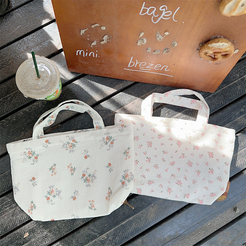 Spring Edition 44121 Canvas Bag, pure cotton floral canvas bag, tote bag, single-shoulder handbag, niche hand-held bag undefined