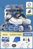 Qingkong blue luxury model [Double locks and not stomped/anti -collision hard shell] Backpack+lock wheels+gift package