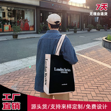 C6074#帆布字母休闲学生帆布手提单肩包学生情侣男女书包日韩新款