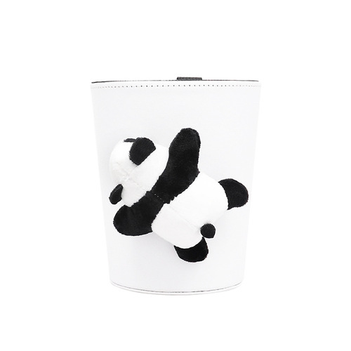 Car trash can hanging cartoon panda car garbage bag car built-in bucket waterproof car umbrella storage bucket