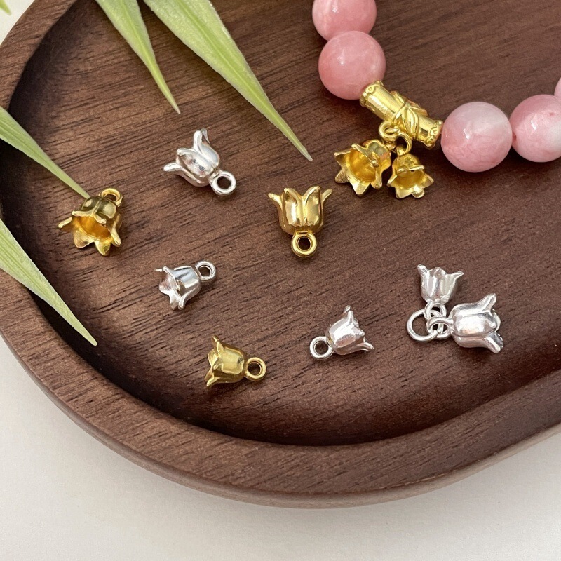 Alloy Bright Silver Suzuki Flower Pendant DIY Bracelet Necklace Woven Tassel Pendant Bracelet Jewelry Accessories