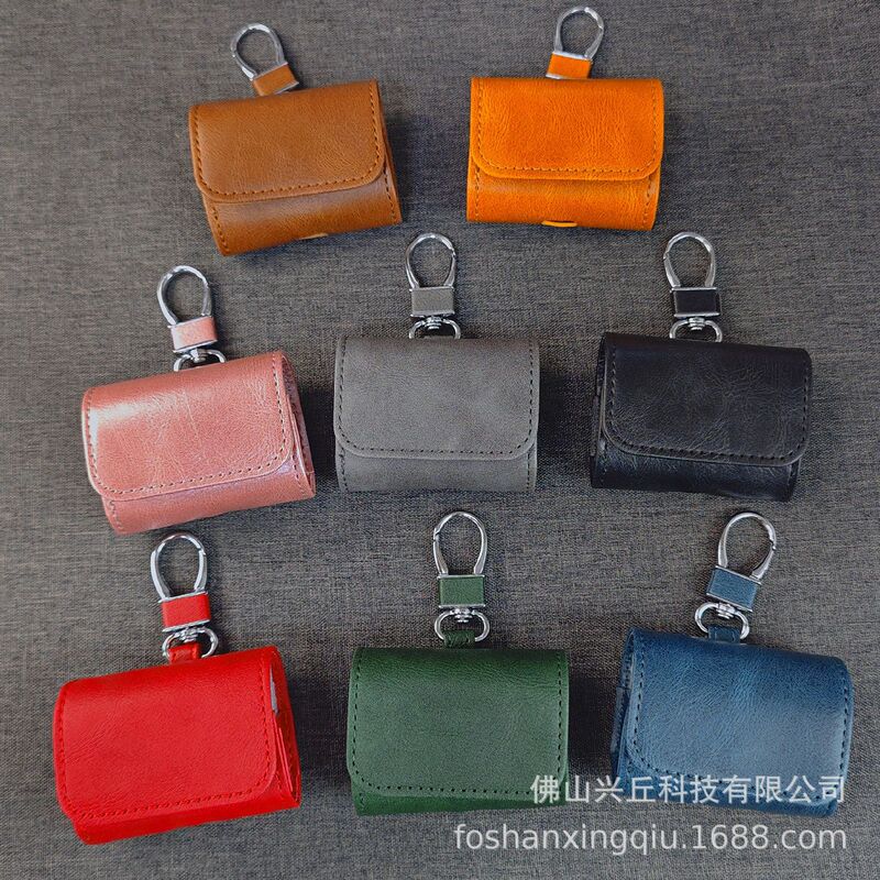 Factory Direct Sales Hook Cowhide Leather Headphone Case Suitable for AirPods Headphone Protective Case Ready for Sale