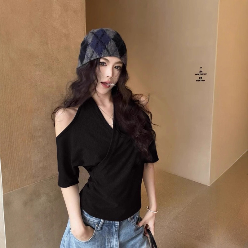 2026 New Design Lace Summer T-Shirt Unique and Beautiful Short-Sleeved Pink Ruffle Patchwork Top
