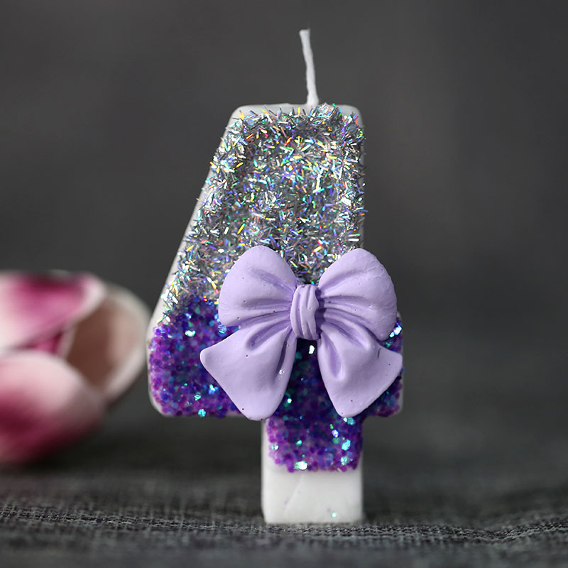 Nueva vela digital creativa vela de pastel de cumpleaños de arco púrpura para la vela de suministro de comercio exterior de comercio electrónico transfronterizo