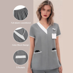 広州夏の新しい婦人服半袖スーツ女性のスリムファッションツーピース特別な医療服作業服