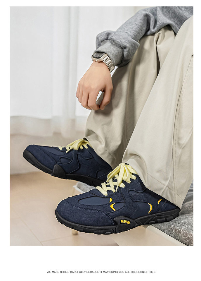 Giày sneaker nam cổ thấp nhẹ nhàng, mũi tròn, dây buộc phía trước, phong cách tối giản — KR 226m Trắng, KR226 xanh vàng chi tiết 14
