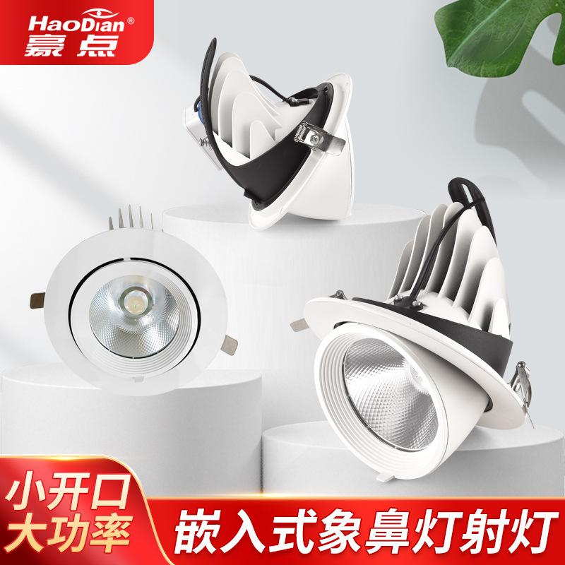 象鼻灯led射灯嵌入式cob天花灯聚光商用服装店可调角度防 眩灯30W|undefined