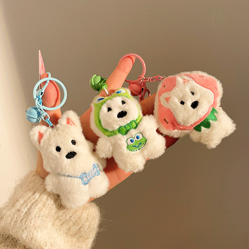 Small Gifts for Promotional Events: West Highland Cartoon Plush Keychain Pendants for Girls' Bags, Fun and Adorable