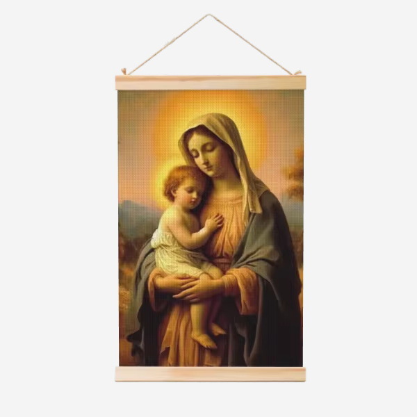 Guadalupe Nuestra Señora de la fábrica de carteles de rollo de madera sólida cuelga pinturas de comercio exterior suministro de almacenamiento Temu
