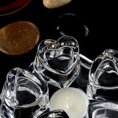 批發水晶玻璃暖茶器 高硼硅玻璃心形加熱底座暖茶器功夫茶具配件