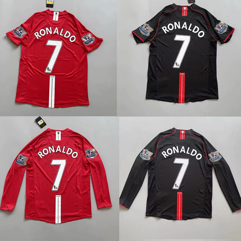 0708 Manchester United Retro formasi, Uy to'plami, 7-raqam, Cristiano Ronaldo muxlislar nashri, Chempionlar Ligasi versiyasi, Kalta yengli va uzun yengli futbol formasi to'plami