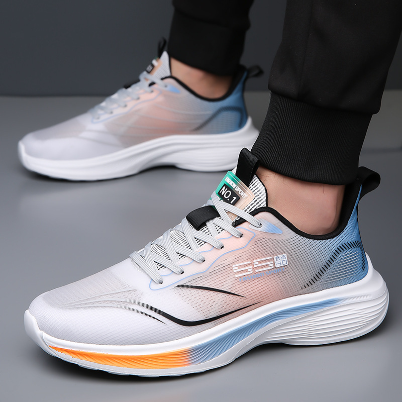 Zapatos de hombre 2025 primavera nuevos zapatos deportivos casuales de suela suave, zapatos de correr de malla transpirables, zapatos de viaje