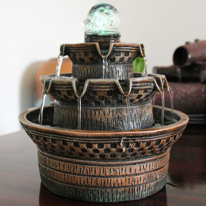 Cross-border feng shui wheel water fountain European-style office opening housewarming gifts living room desktop decoration home furnishings