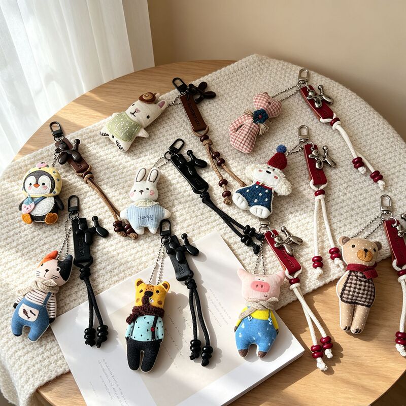 Japanese-style cute cartoon handmade fabric doll bag charm, a high-quality plush toy that can be used as a versatile phone or keychain accessory Japanese-style cute cartoon handmade fabric doll bag charm, a high-quality plush toy that can be used as a versatile phone or keychain accessory