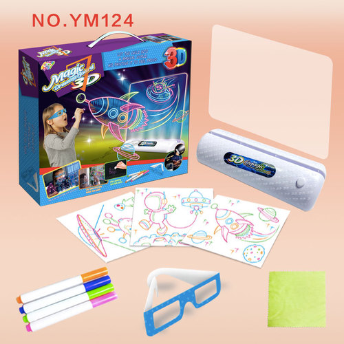 Cross-border new children's 3D drawing board magical painting writing board three-dimensional luminous board LED light-emitting educational fluorescent board