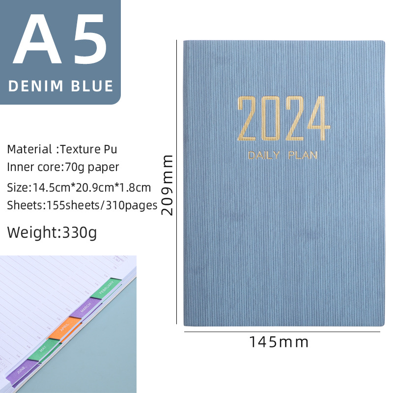 Transfronterizo 2024 inglés a5 calendario 2025 imitación cuero mes índice plan cuaderno calendario de comercio exterior