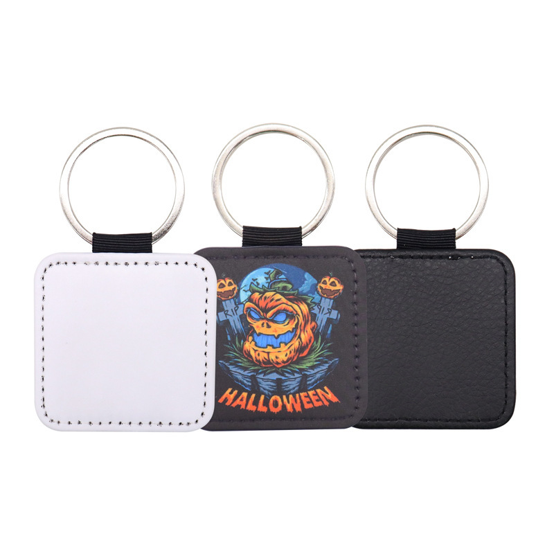 Fabric sublimation blank keychain thermal transfer blank TC cloth hemming litchi grain source manufacturers wholesale