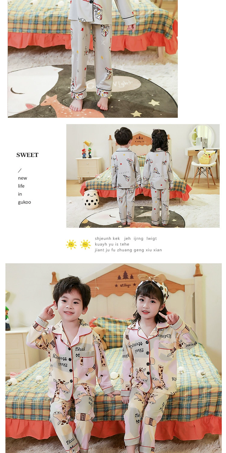 cotton nightgowns Dinosaur Cardigan Set Spring Children Pajamas Suit Long Sleeve Girls Sleepwear Full Autumn Kids Homewear Boys Pyjamas Set best nightgowns