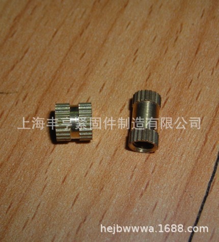 供应铜嵌件螺母 铜嵌装螺母 双通直纹铜螺母 铜滚花圆螺母