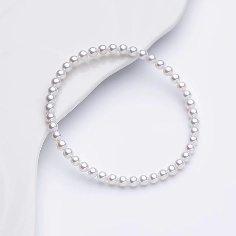 Zhuji Freshwater Pearl Bracelet Baby Bead Bracelet Nearly Round Freshwater Akoya Elastic Rope Bracelet High-End Jewelry