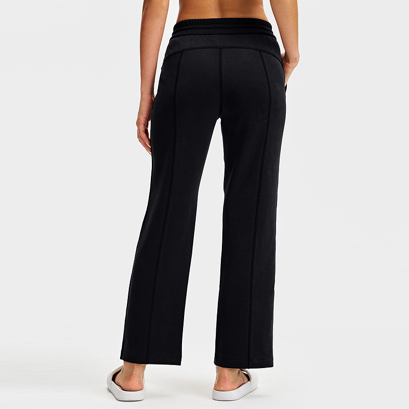 lulu pantalones de piernas anchas, pantalones de camisa rectos, pantalones de camisa de estilo relajado, secado rápido, pantalones de cintura alta transpirables, 28 "