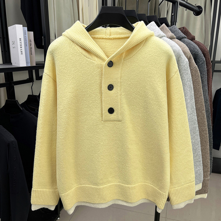 Suéter otoño-invierno marca de moda universal otoño-invierno hoodie hombre casual moda coreana engrosada camiseta de punto de hombre