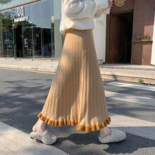 针织半身裙冬季加厚女秋冬款小个子字毛线伞裙冬天配大衣的裙子