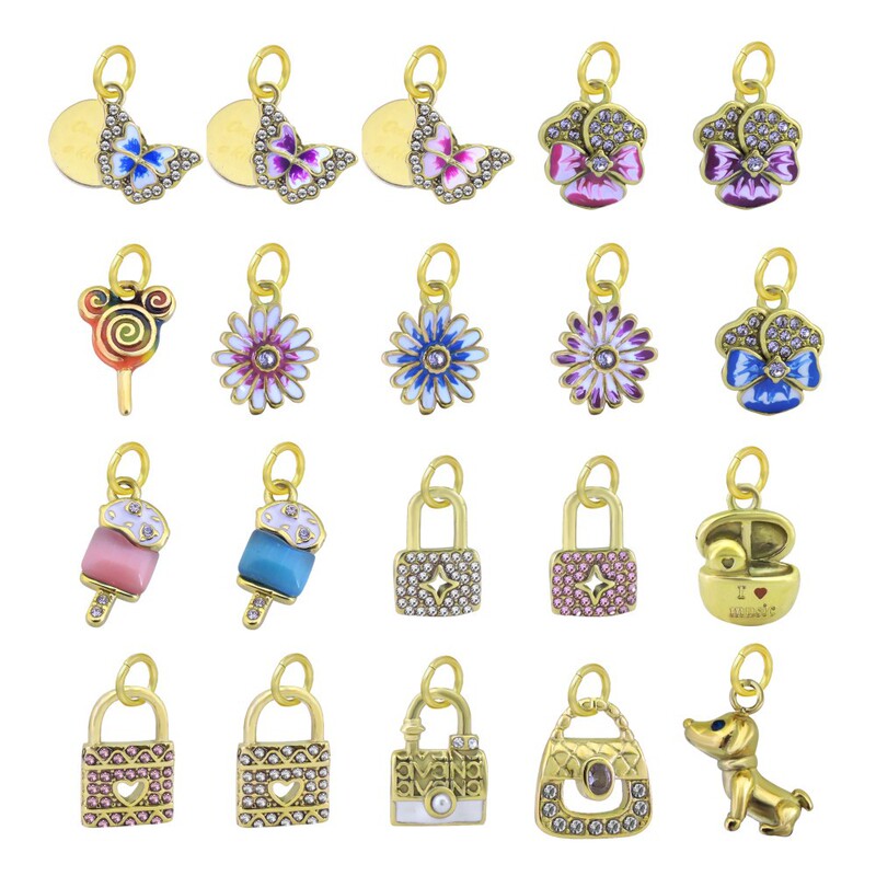 European and American Stainless Steel Butterfly Series Keychain DIY Bag Pendant Brooch Accessories Vacuum Electroplating 18K Gold Color Retention