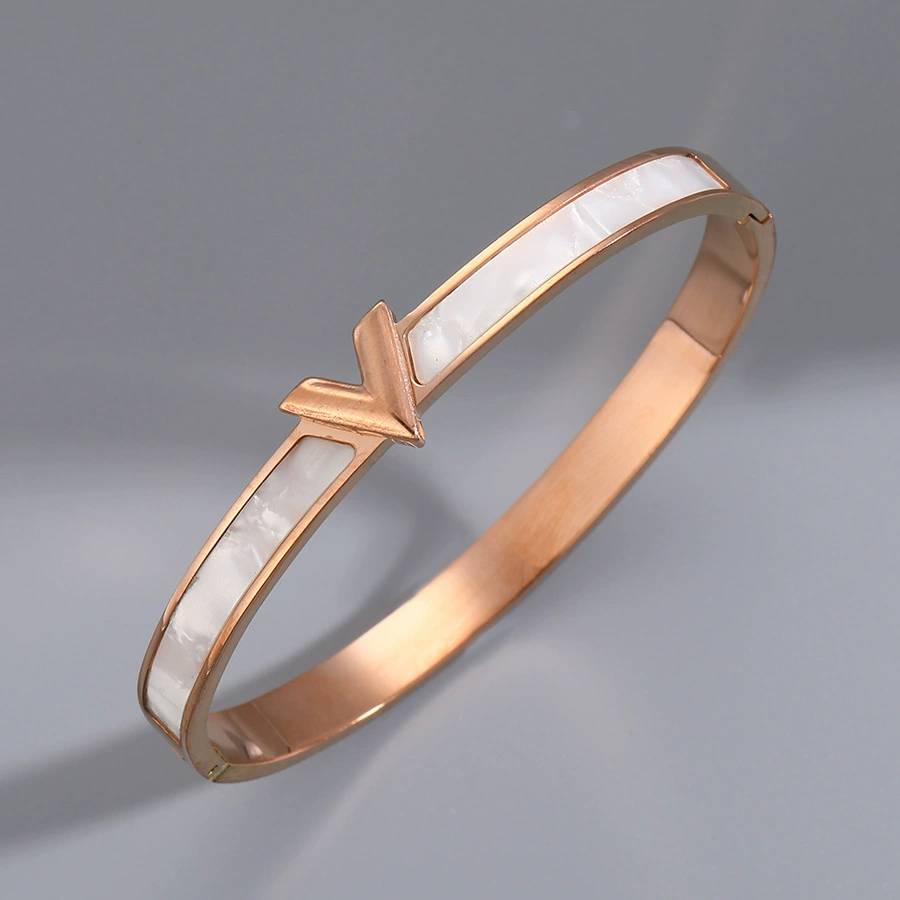 Golden women's bracelet stainless steel, zirconium, jewelry, accessory, pink gold, high-end, light luxury style