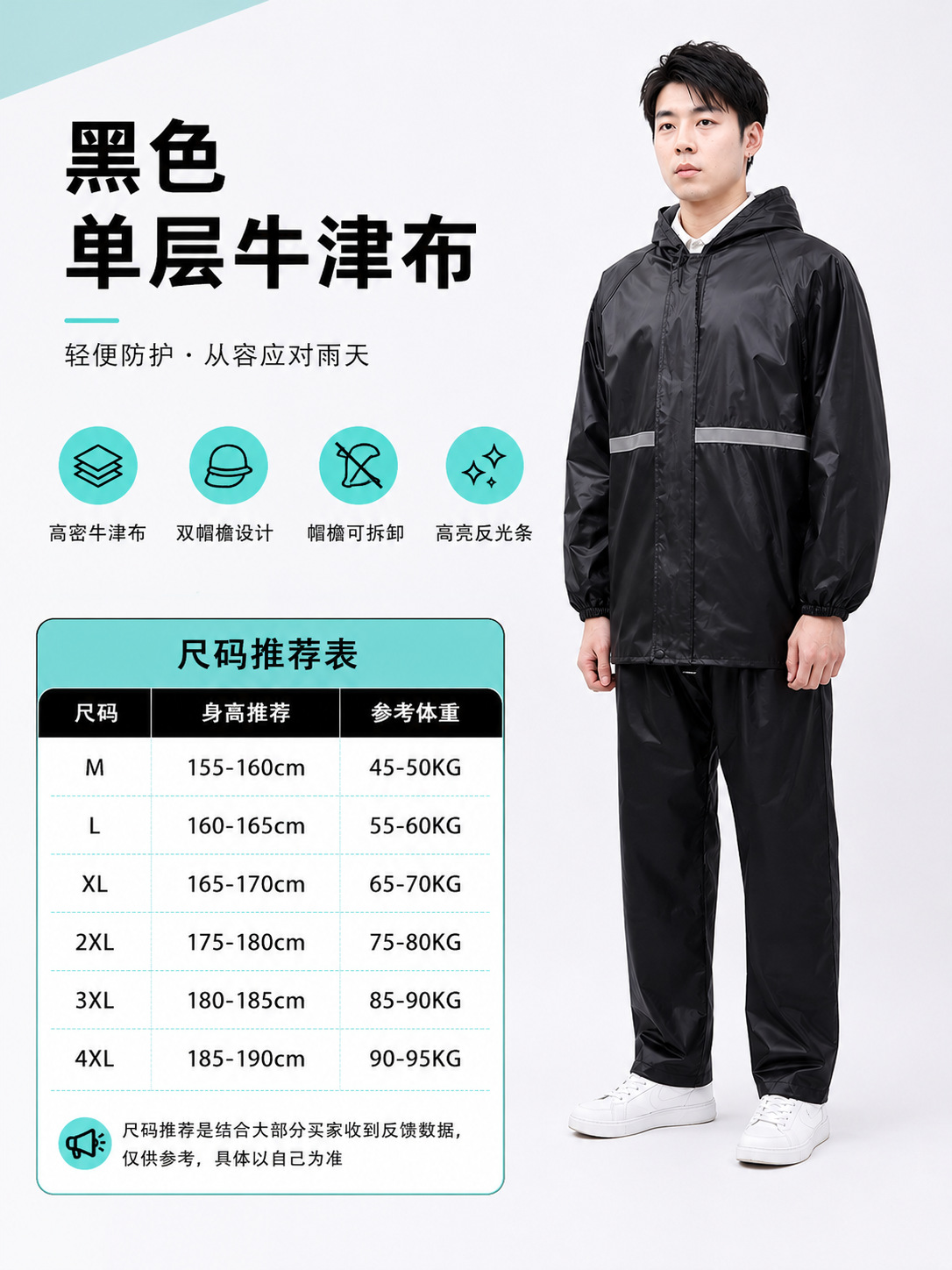 Traje de Impermeable Dividido de Tejido de Punto y PVC, Reflectante y Cortavientos para Motocicleta y Ciclismo image 7