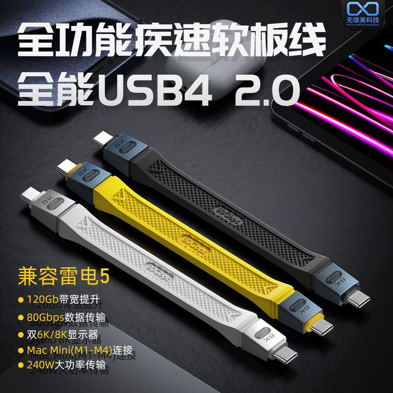 Suitable for lightning 5 full-function FPC flexible board line USB4 v2.0 unidirectional 120Gbps transmission support bidirectional 8K