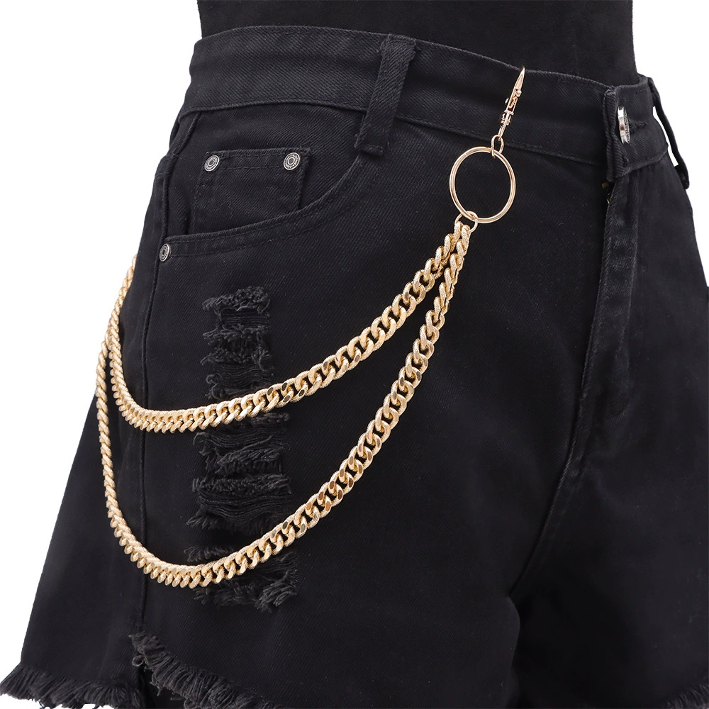Amazon горячие ювелирные изделия модные тенденции двухслойные металлические брюки цепи дикие минималистские джинсовые аксессуары брюки цепи