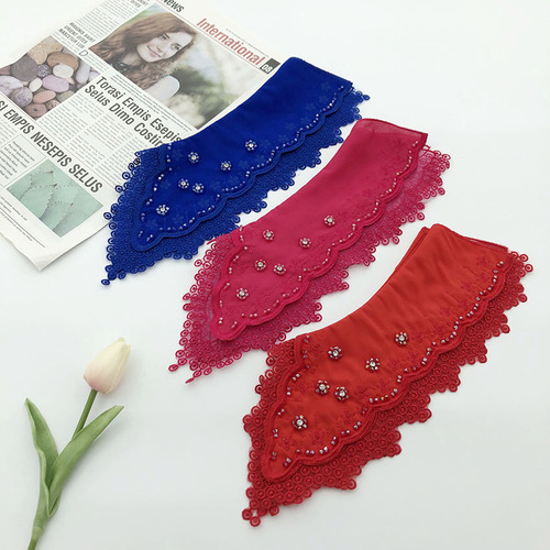 Manufacturer produces various styles of fake collars, hand-stitched, beaded and embroidered women's clothing, fashionable and trendy fake collars