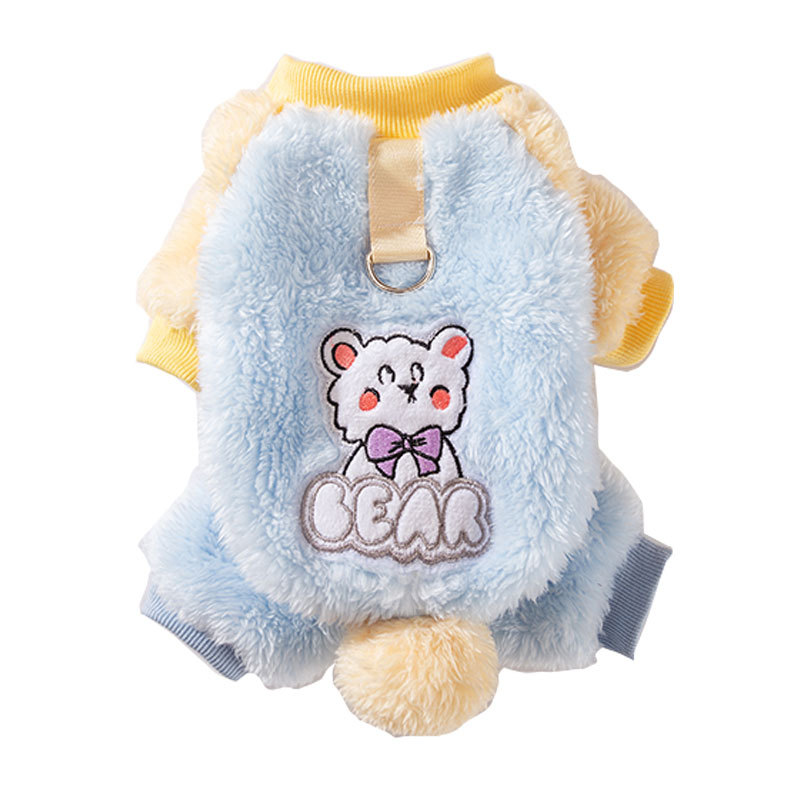 Macaron bola de lana tracción de cuatro patas camisas de peluche de manga larga perros pequeños lindos ropa de casero perros pequeños ropa de mascotas gatos