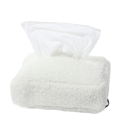 Comfortable lambswool tissue box, car seat back sun visor, car tissue dispenser, large capacity car tissue bag cover