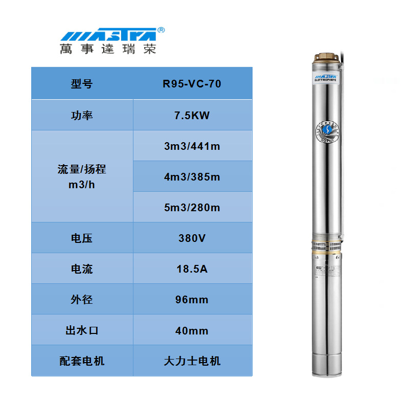 Bomba de bombeo MasterCard R95 220V bomba de agua de pozo doméstica bomba de pozo profundo bomba sumergible de acero inoxidable 380V tres fases