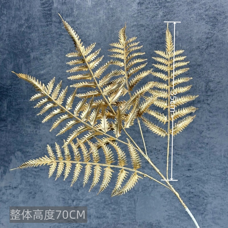 Hoja de oro artificial hoja de abanico de eucalipto hoja de ginkgo HOJA DE Navidad Año Nuevo bendición cubo arreglo floral hogar Víspera de Año Nuevo Flor al por mayor